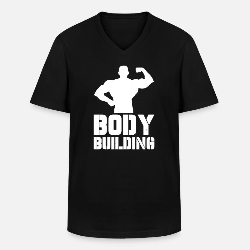 Körperbau Kraftsilhouette - Männer-T-Shirt mit V-Ausschnitt - Schwarz
