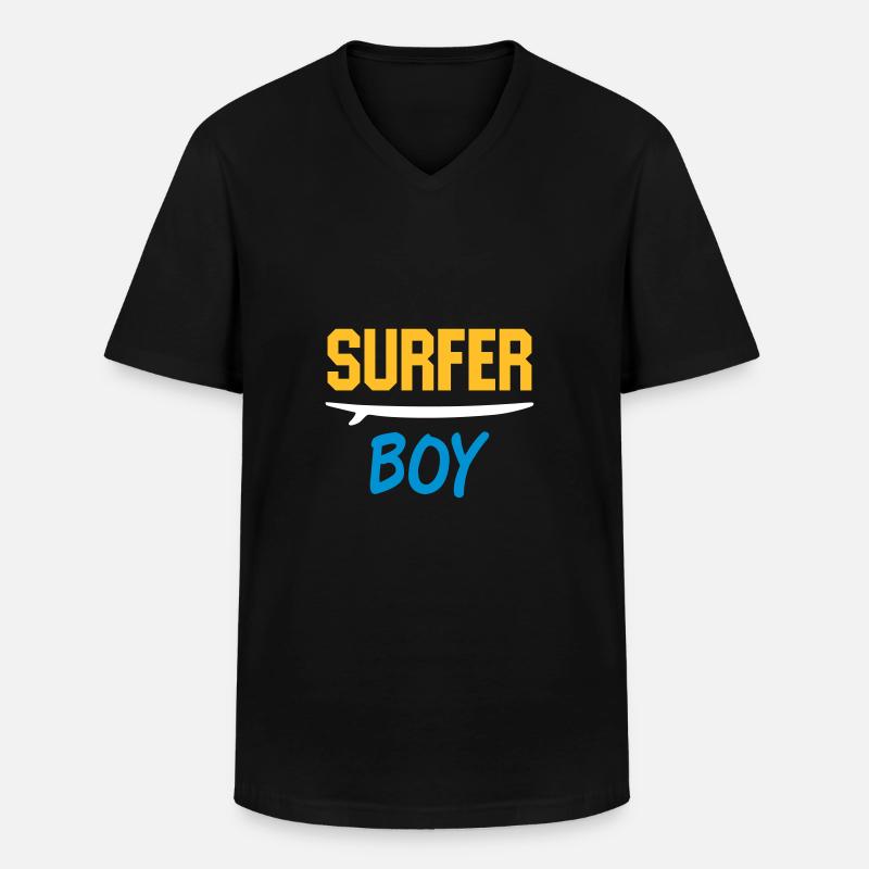 Surfer boy (Surfbrett) - Männer-T-Shirt mit V-Ausschnitt - Schwarz