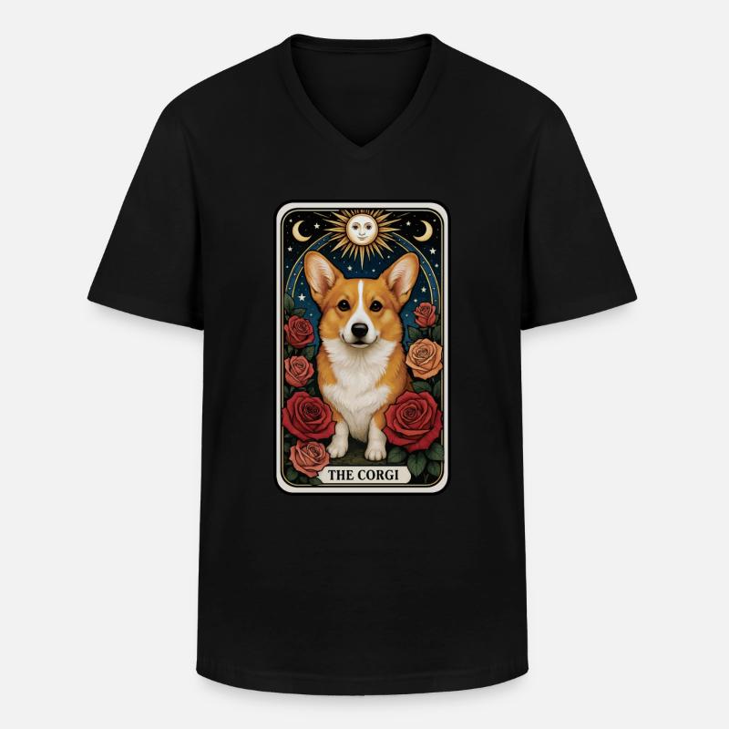 Corgi - Männer-T-Shirt mit V-Ausschnitt - Schwarz