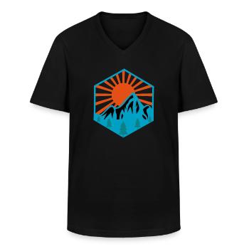 Voyage en plein air Aventure Nature - T-shirt col V Homme - noir - Devant - AI Model Male 178 dark (178cm)