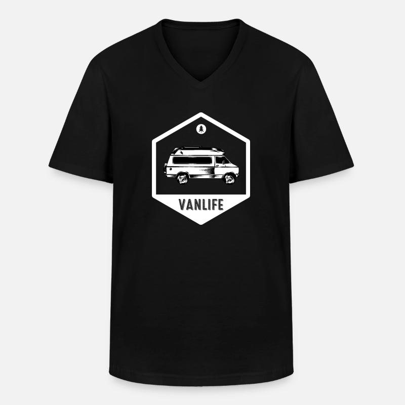 Van life - Camping - Van - Männer-T-Shirt mit V-Ausschnitt - Schwarz