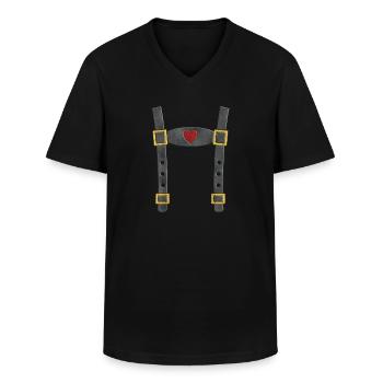 Bayern Fake Tracht Lederhose - Männer-T-Shirt mit V-Ausschnitt - Schwarz - Vorne - AI Model Male 178 dark (178cm)