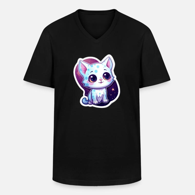 "Purrrfect Space Dreams" - Männer-T-Shirt mit V-Ausschnitt - Schwarz