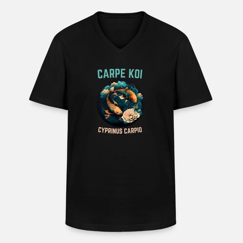 Koi-Karpfen - Männer-T-Shirt mit V-Ausschnitt - Schwarz