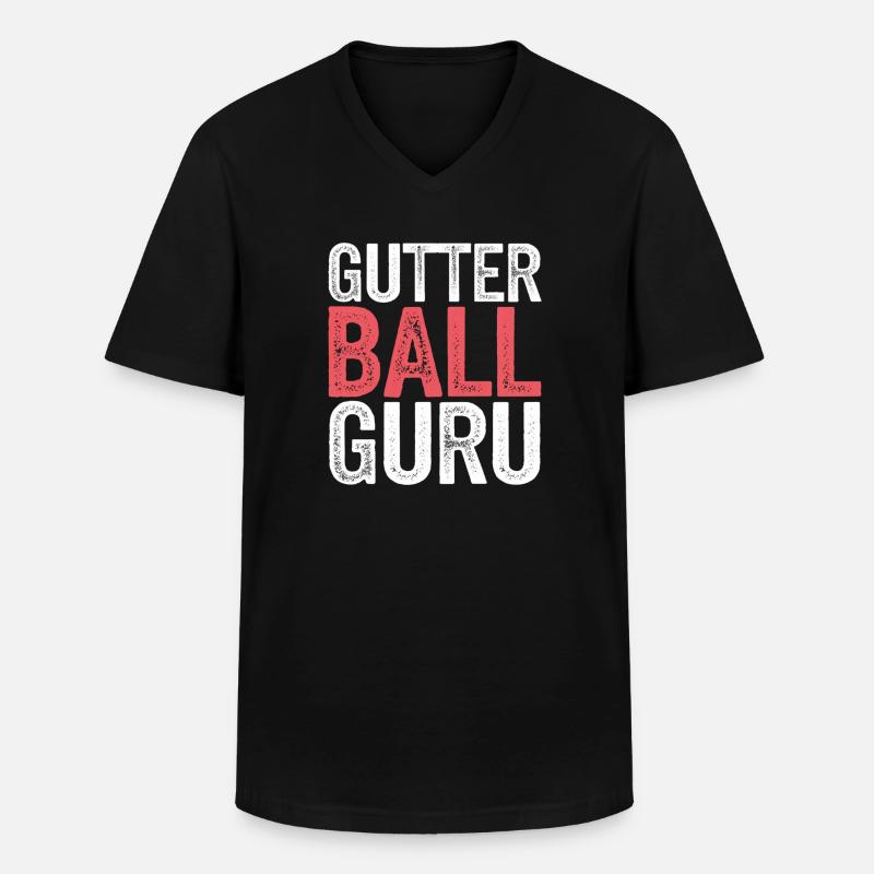 Gutter Ball Guru 9 - Männer-T-Shirt mit V-Ausschnitt - Schwarz
