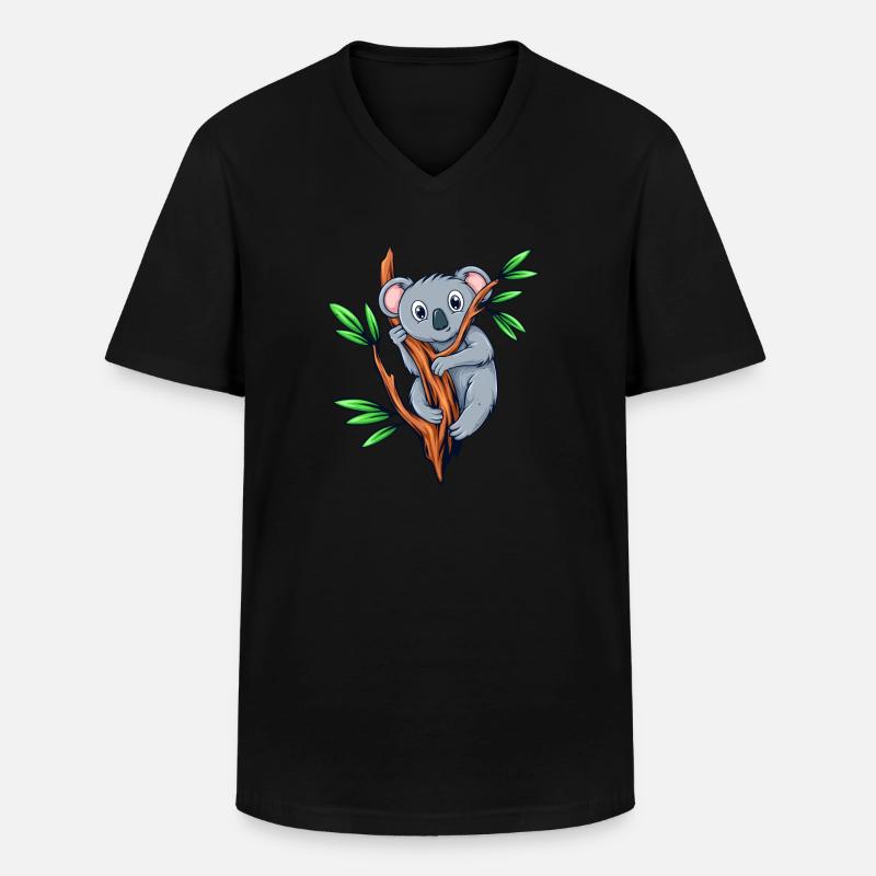 Koalabär Koala Bambus - Männer-T-Shirt mit V-Ausschnitt - Schwarz