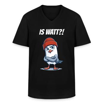 Lustige Nordsee Möwe Is Watt Plattdeutsch Spruch - Männer-T-Shirt mit V-Ausschnitt - Schwarz - Vorne - AI Model Male 178 dark (178cm)