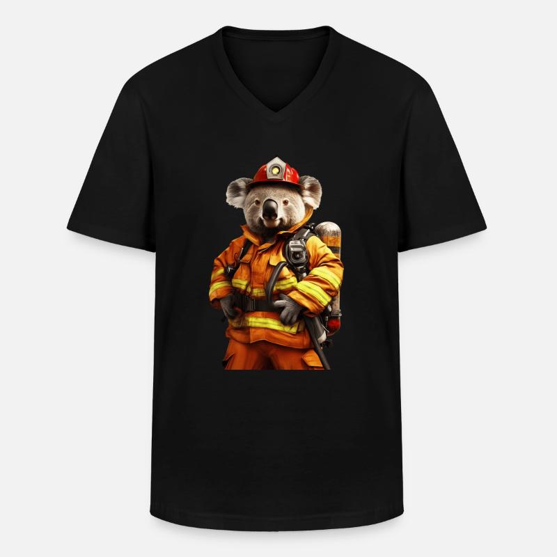 Koala - Männer-T-Shirt mit V-Ausschnitt - Schwarz