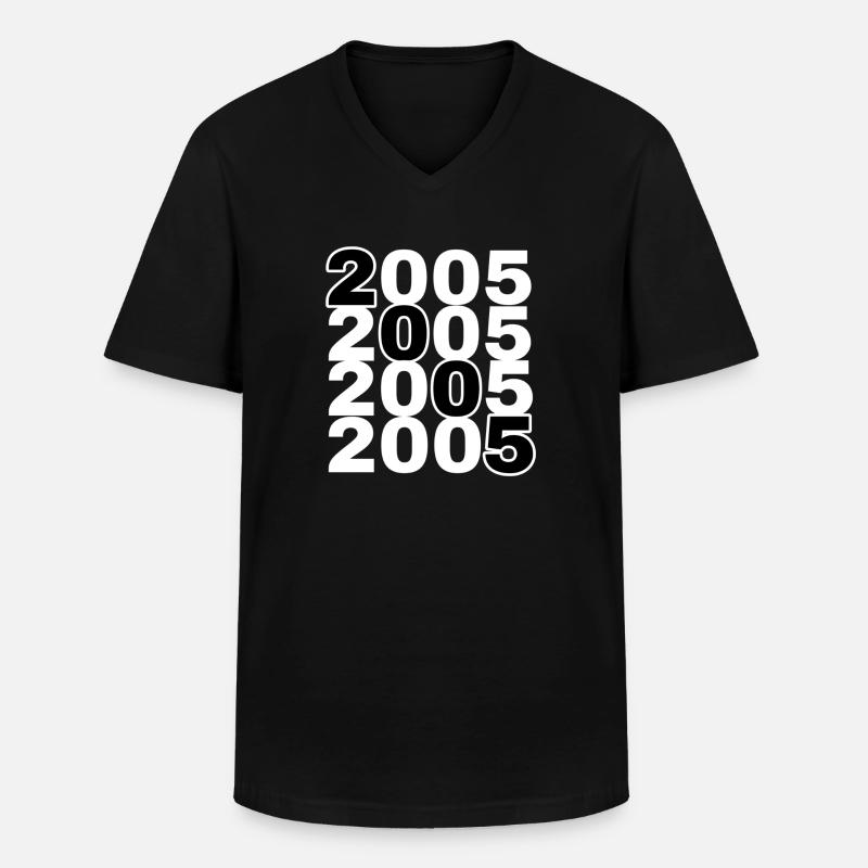 2005 - Männer-T-Shirt mit V-Ausschnitt - Schwarz