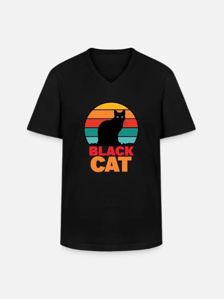 Black cat - Men's V-Neck T-Shirt - black