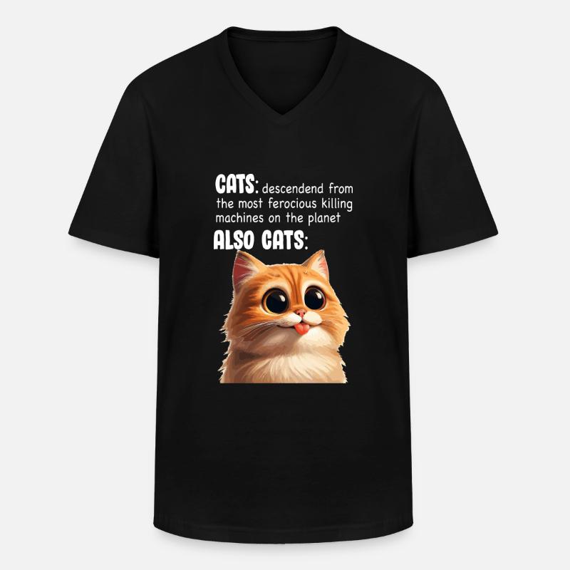 Chat mignon Meme - T-shirt col V Homme - noir
