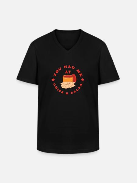 Chips and Salsa Nachos - Men's V-Neck T-Shirt - black