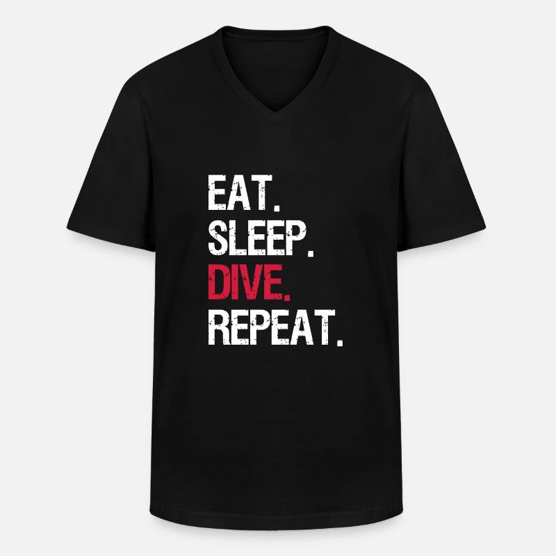 Mangez Sommeil Répéter Plongée - T-shirt col V Homme - noir