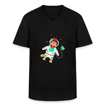 Otter Cosmonaut Suit - Otter Space - Männer-T-Shirt mit V-Ausschnitt - Schwarz - Vorne - AI Model Male 178 dark (178cm)