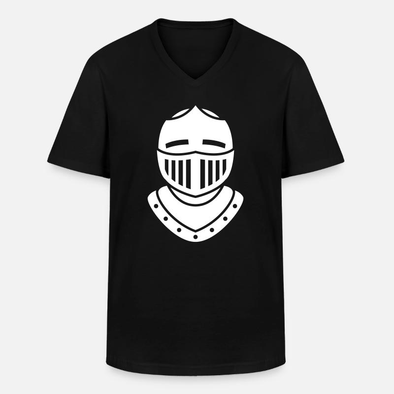 Ritter Helm - Männer-T-Shirt mit V-Ausschnitt - Schwarz