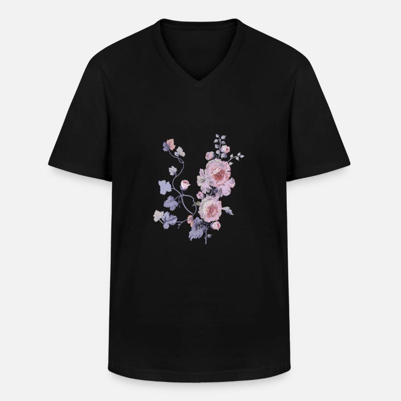 Schlichte Blumen - Männer-T-Shirt mit V-Ausschnitt - Schwarz
