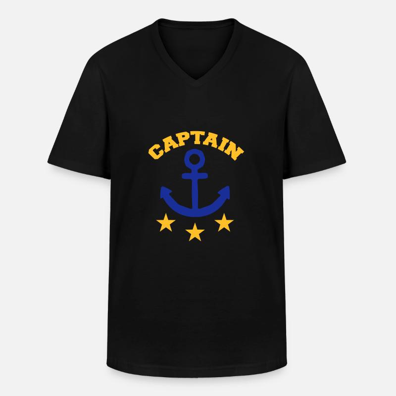 Captain - Männer-T-Shirt mit V-Ausschnitt - Schwarz
