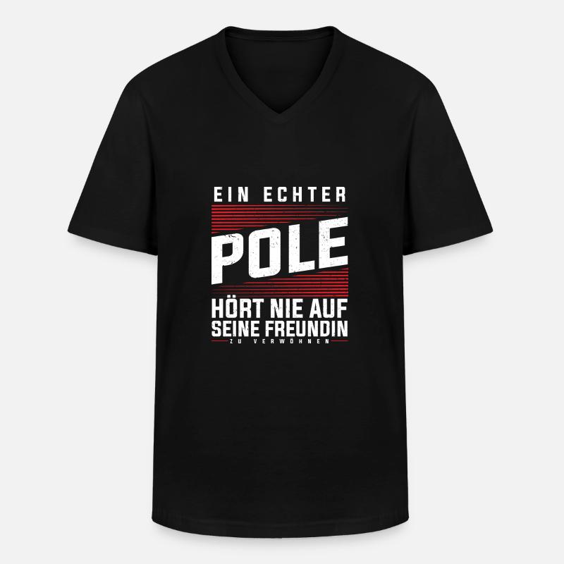 Polen - Ein Echter Pole - Männer-T-Shirt mit V-Ausschnitt - Schwarz