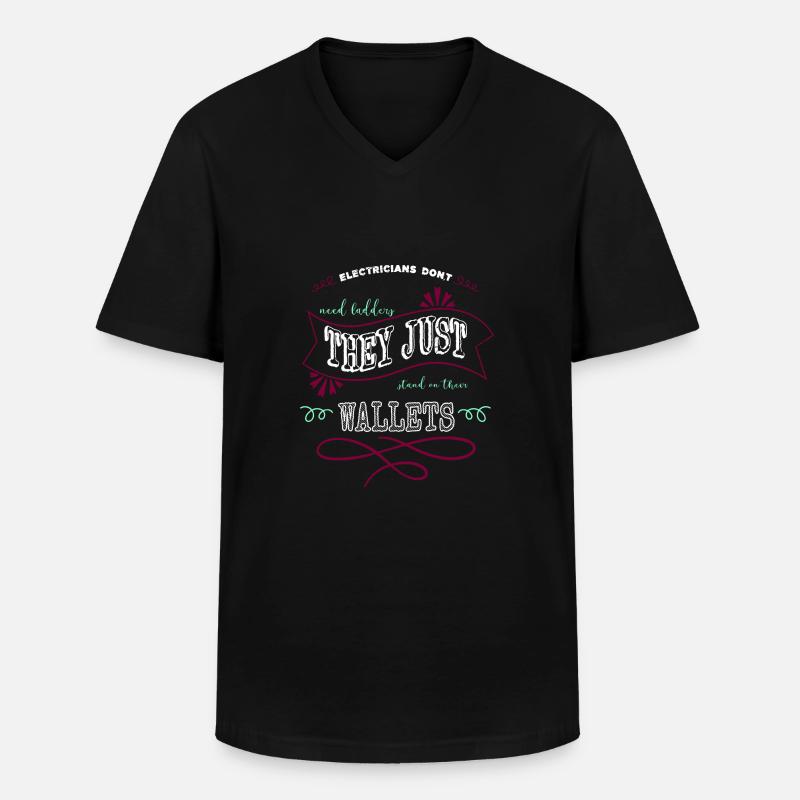 electricity present electrical engineering sayings - Männer-T-Shirt mit V-Ausschnitt - Schwarz