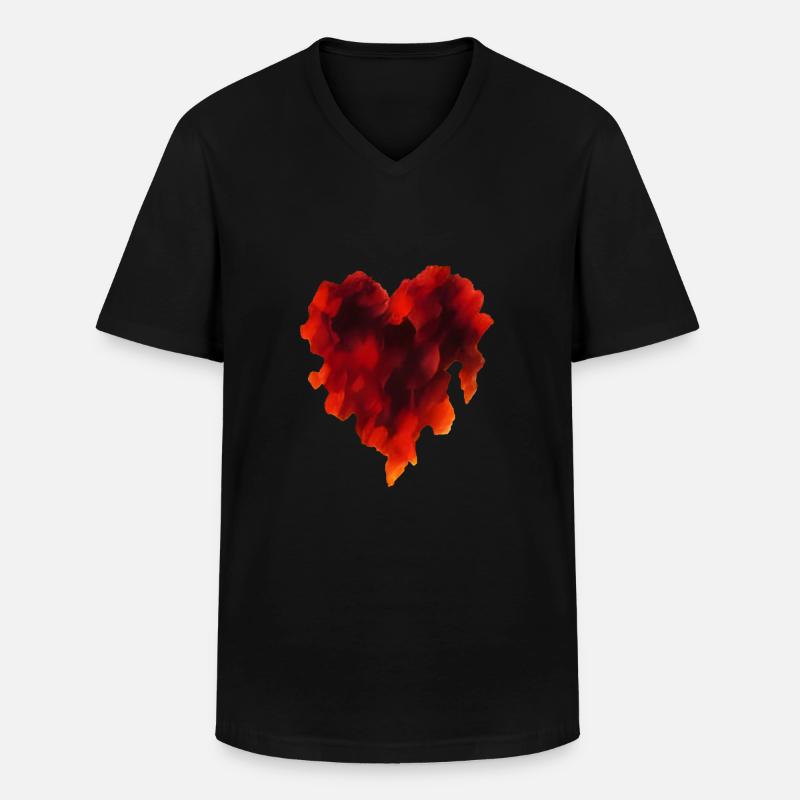 Heiß geflammte Herzform - Männer-T-Shirt mit V-Ausschnitt - Schwarz