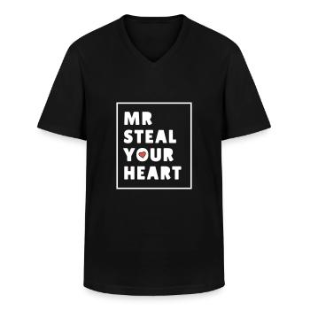 Jungen Valentinstag T-Shirt, lustiger V-Day für Jungen - Männer-T-Shirt mit V-Ausschnitt - Schwarz - Vorne - AI Model Male 178 dark (178cm)