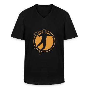 Dynamic Handball Player Silhouette Sports Design - Männer-T-Shirt mit V-Ausschnitt - Schwarz - Vorne - AI Model Male 178 dark (178cm)