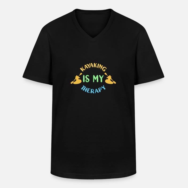 Kajak Kajakfahren - Männer-T-Shirt mit V-Ausschnitt - Schwarz