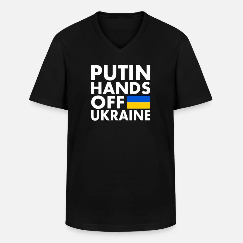 Putin hands off ukraine - Männer-T-Shirt mit V-Ausschnitt - Schwarz