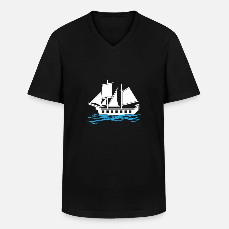 Boot - Männer-T-Shirt mit V-Ausschnitt - Schwarz