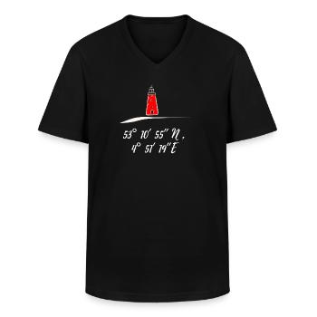 Lighthouse Texel Pays-Bas Coordonnées - T-shirt col V Homme - noir - Devant - AI Model Male 178 dark (178cm)