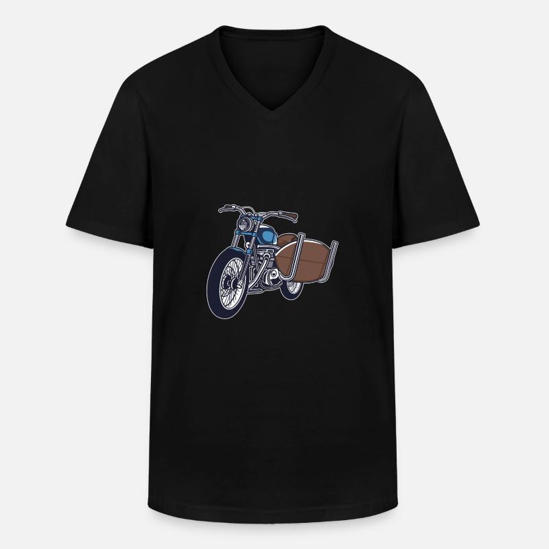 Motorrad mit Surfbrett - Männer-T-Shirt mit V-Ausschnitt - Schwarz