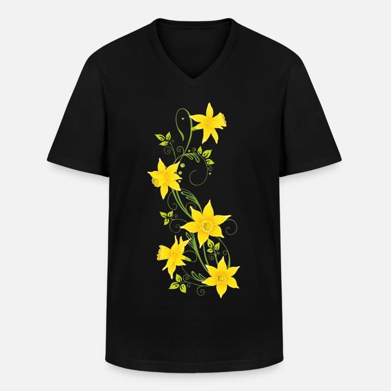 Easter, daffodils, daffodils, spring - Men's V-Neck T-Shirt - black