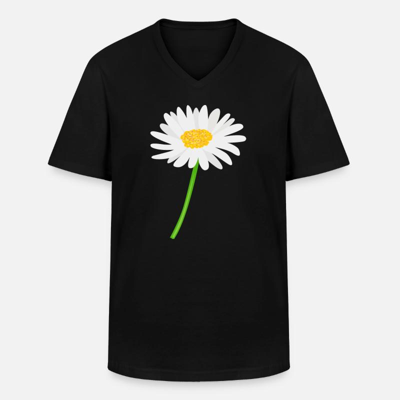 Blume Gänseblümchen mit Stiel - Männer-T-Shirt mit V-Ausschnitt - Schwarz