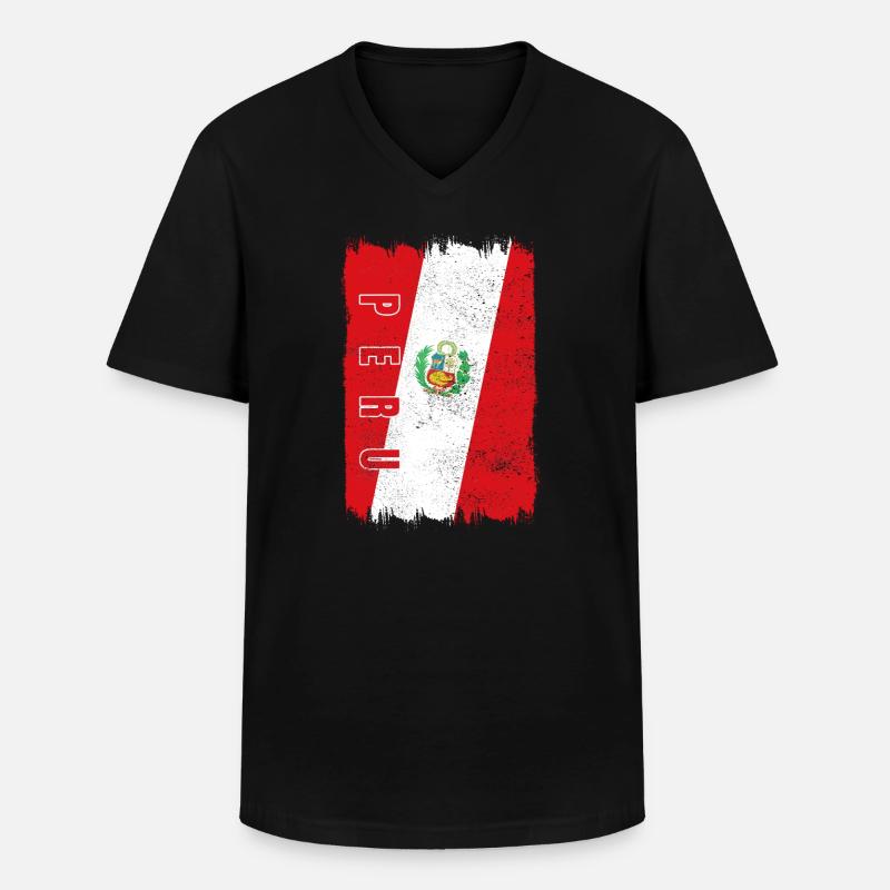 Peru Flagge - Männer-T-Shirt mit V-Ausschnitt - Schwarz