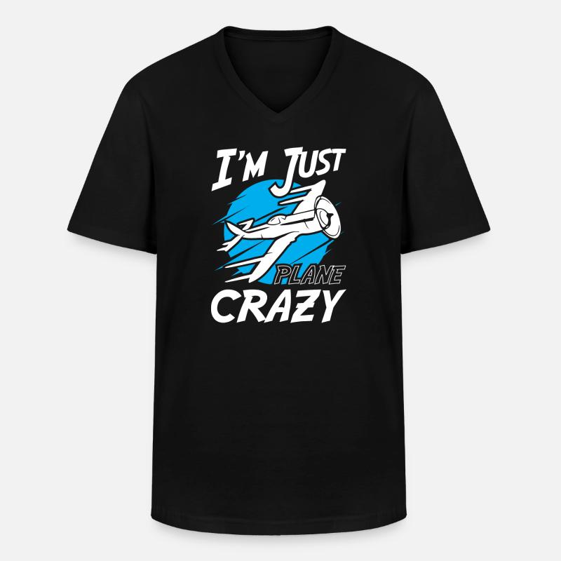 Im Just Plane Crazy - Männer-T-Shirt mit V-Ausschnitt - Schwarz