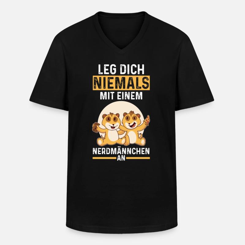 Erdmännchen Nerdmännchen - Männer-T-Shirt mit V-Ausschnitt - Schwarz
