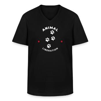 Libération animale - T-shirt col V Homme - noir - Devant - AI Model Male 178 dark (178cm)