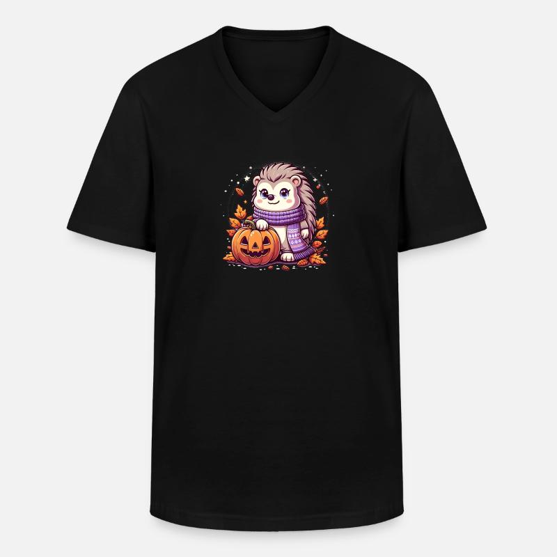 Igel Halloween - Männer-T-Shirt mit V-Ausschnitt - Schwarz