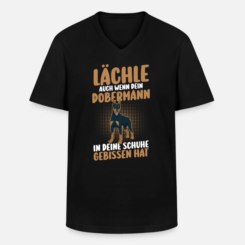 Hund Dobermann - Männer-T-Shirt mit V-Ausschnitt - Schwarz