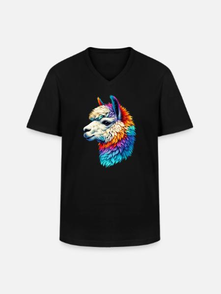 Alpaca - Men's V-Neck T-Shirt - black