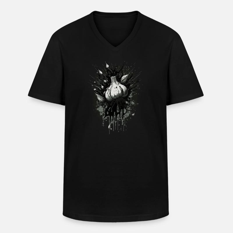Knoblauch - Männer-T-Shirt mit V-Ausschnitt - Schwarz