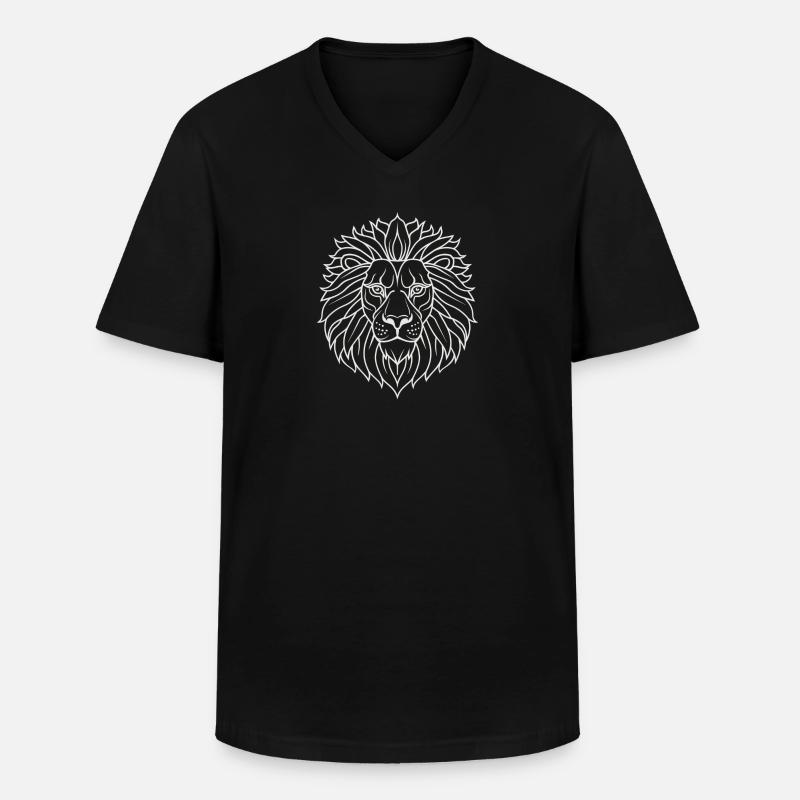 Psychedelischer Löwe Mandala - Männer-T-Shirt mit V-Ausschnitt - Schwarz