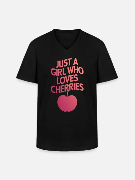 Cherries Cherries Fruits Food - Men's V-Neck T-Shirt - black