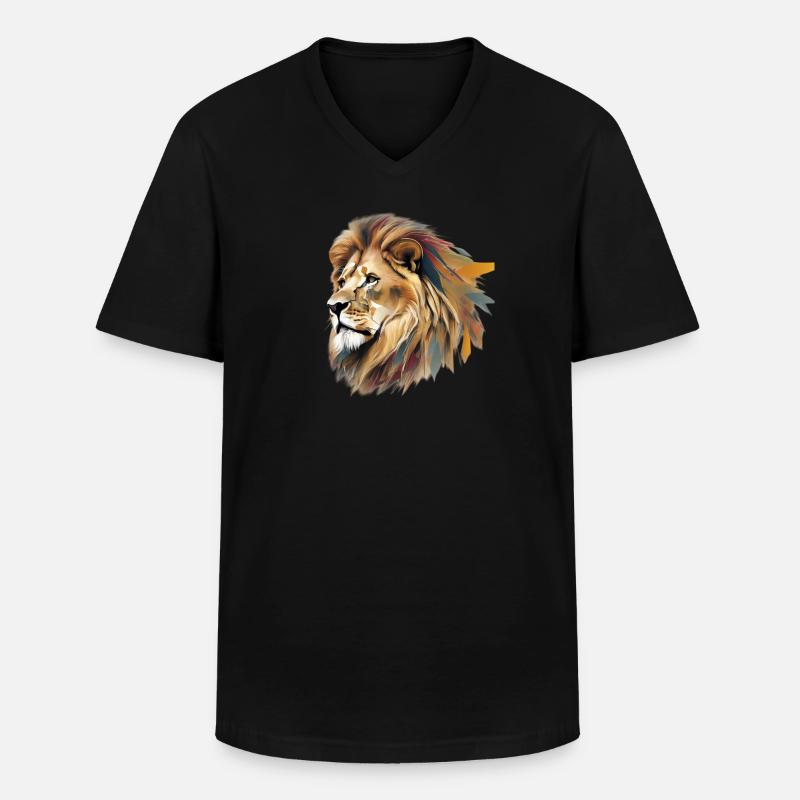 Farbenfroher Löwenkopf - Männer-T-Shirt mit V-Ausschnitt - Schwarz