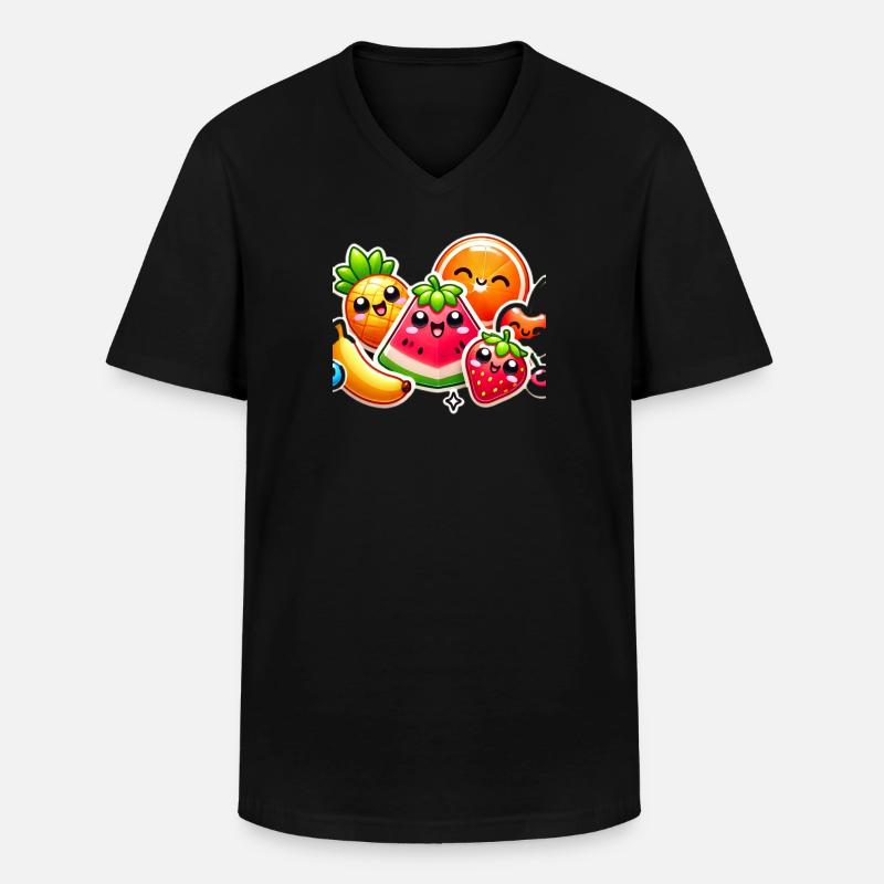 Farbenfroher Obstparty-Stil - Männer-T-Shirt mit V-Ausschnitt - Schwarz