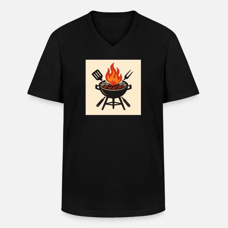 Feuriger Grillabend - Männer-T-Shirt mit V-Ausschnitt - Schwarz