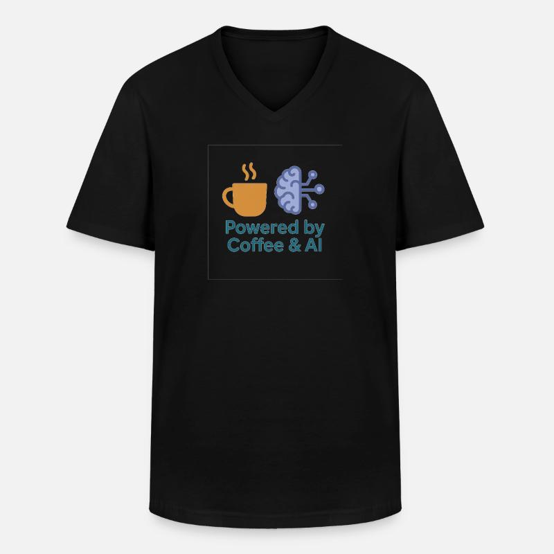 Kaffee KI Kraftdesign - Männer-T-Shirt mit V-Ausschnitt - Schwarz