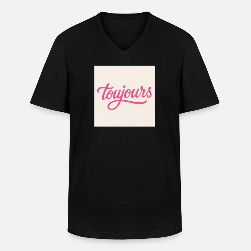 Toujours Pink Script - Männer-T-Shirt mit V-Ausschnitt - Schwarz