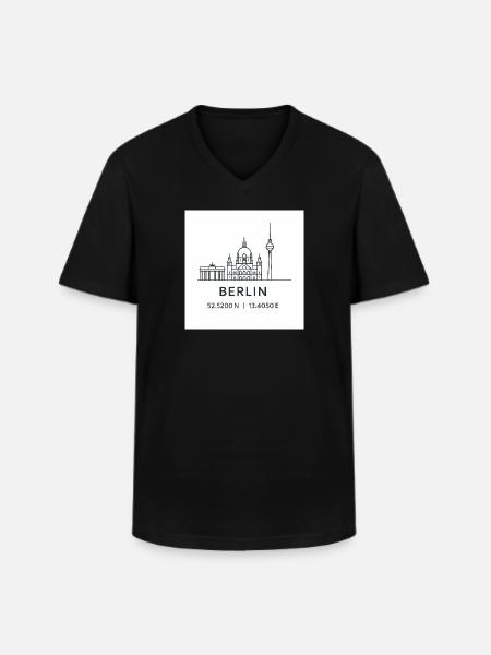 Berlin Line Art Silhouette Landmark - Men's V-Neck T-Shirt - black