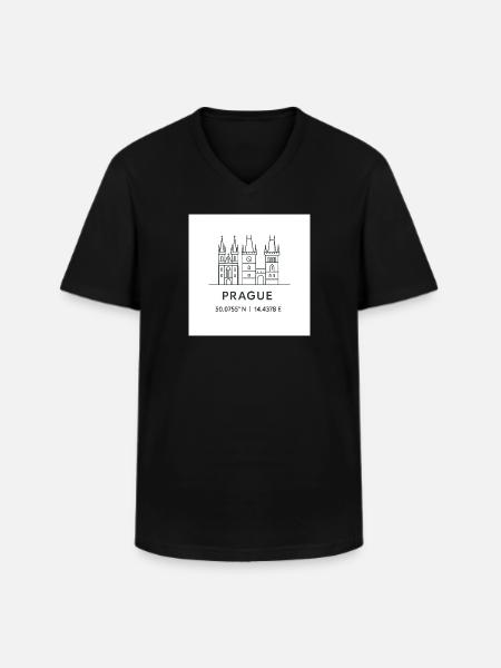 Prague Line Art Silhouette Landmark - Men's V-Neck T-Shirt - black